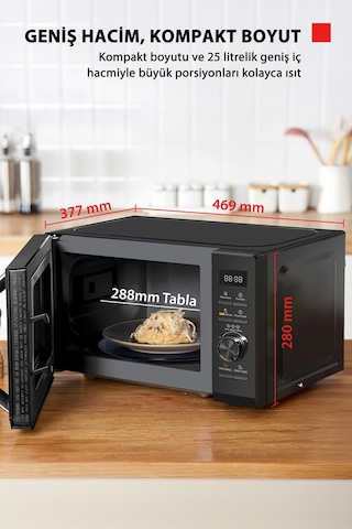Toshiba MW3-AG25PF BK Grill Izgaralı Chef Defrost 25 L Dijital Siyah Mikrodalga Fırın