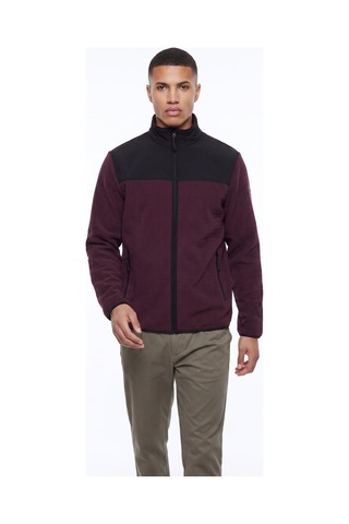 Discovery Expedition D6wm-swt3746 Mor Dik Yaka Jakarlı Erkek Polar Sweatshırt Mürdüm