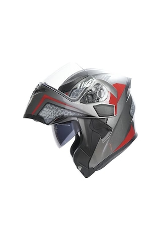 Rhkc 902 Çene Açılır Vizörlü Kask Titanyum - Gri