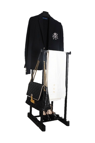 İkili Dilsiz Uşak Elbise Askısı Siyah - Giysilerinizin Yüksekliğine Göre Ayarlanabilir. Siyah