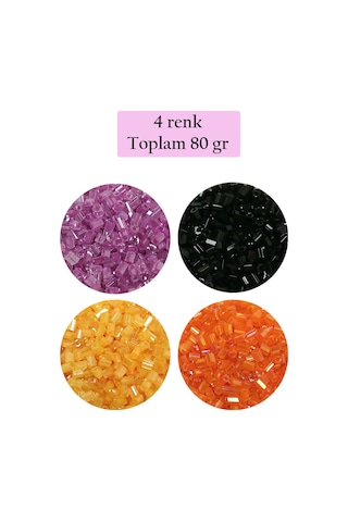 Kesme Cam Boncuk 2mm - 4 Renk - Toplam 80 Gram - Bnc437