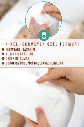 Mordesign Bebek Yatağı, Yıkanabilir, Ayarlanabilir Yan Bariyer Yastıklı Reflü Yatağı Beyaz Zg989-1