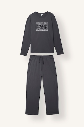 Defacto %100 Pamuk Baskılı Regular Fit Uzun Kollu 2li Pijama Takımı J0334ax26auar150 Antrasit-ar150