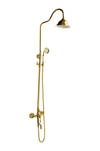 Fause Rustik Kolonlu Bataryalı Tepe Duş Seti Vintage Gold Altın Kds100-g Altın