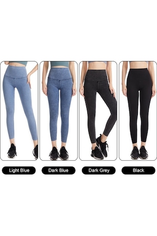 Fortunelane Kadınlar İçin Yüksek Bel Gelişmiş Dayanıklı Yoga Spor Tayt - Siyah Fsls2080-l Siyah Siyah