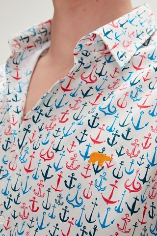 Bad Bear Anchor Erkek Beyaz Desenli Gömlek 230130001-WHT Beyaz