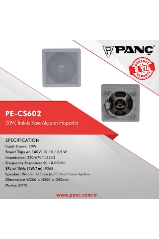 Pe-Cs602 Trafolu Kare Alçıpan Hoparlör