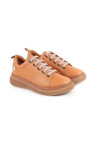 Mamma Mia Kadın Sneaker Bağcıklı Hakiki Deri Chunky Hafif Taban Yastıklamalı Yürüyüş 26y-7750 Taba