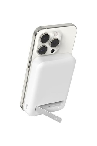 Belkin Bpd007btwt Boostcharge Qi2 15w 8k Magsafe Uyumlu Kablosuz Powerbank Beyaz siyah