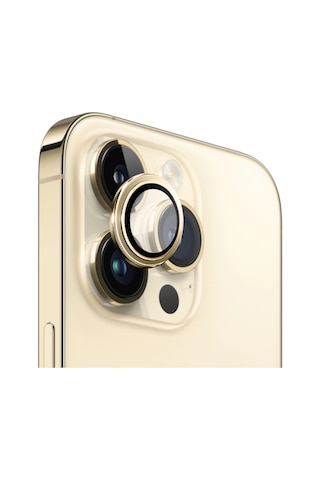 Safeus Safir Temperli Kamera Lens Koruyucu Apple Uyumlu iPhone 14 Pro Max Ve İle Altın