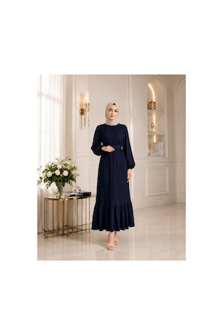 Unika Boutique Kadın Şifon Pileli Elbise Lacivert
