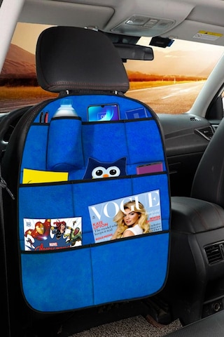 Elit Mavi Araç Koltuk Arkası Organizer - Eşya Düzenleyici