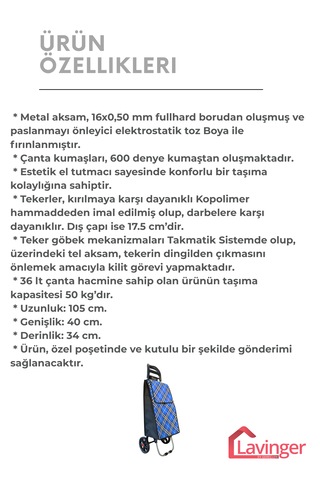 58a Pazar Arabası Plus Büyük Tekerli Mavi