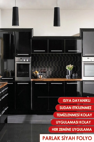 Siyah Parlak Yapışkanlı Folyo Çok Amaçlı 120cm