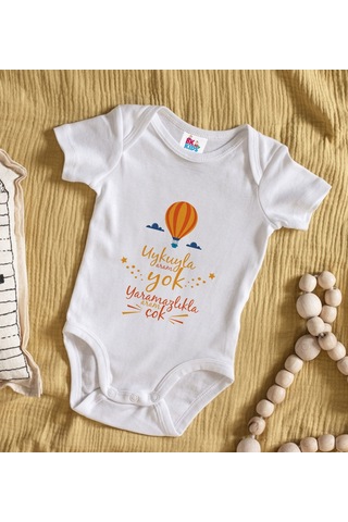 Bk Gift Bk Kids Uykuyla Aram Yok Tasarımlı Beyaz Bebek Body Zıbın-1 Çok Renkli