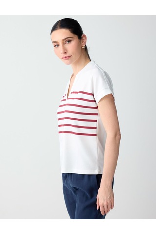 Jimmy Key Jimmy Key Kırmızı Çizgi Desenli Kolsuz V Yaka Örme Sweatshirt 6sw235709600