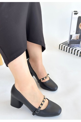 Tino Siyah Cilt Topuklu Ayakkabı Siyah
