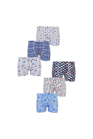Tutku 6lı Erkek Çocuk Renkli Boxer Desenli Baskılı Pamuklu Rahat Karışık