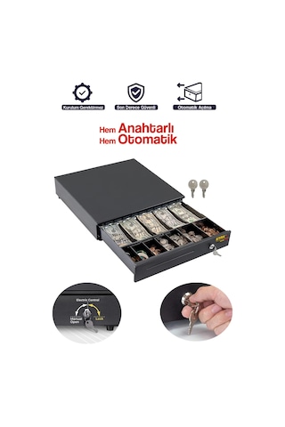 Staxx Prk4141 Çelik Elektronik Para Çekmecesi 5 Banknot Ve 5 Madeni Para Gözlü Kasa Sistemi 41x41cm