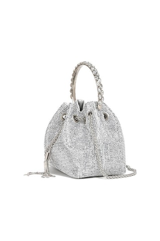 Pazly Yapay Elmas Premium Akşam Yemeği El Çantası Gümüş Renk Şık Gümüş