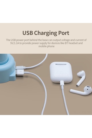 Yunboo K62 Mini Usb Şarjlı Taşınabilir Fan - 3 Hızlı Ayarlı Ve Kablosuz Telefon Şarj Özellikli Beyaz Beyaz