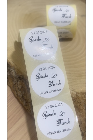 Nişan Hatırası Nikah Hatırası Yuvarlak Yapışkanlı Etiket 3 x 3 CM 150 Adet
