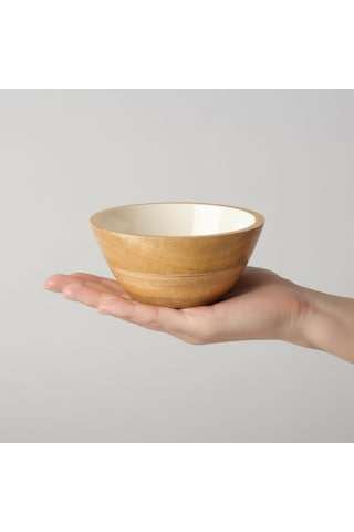 Deconox Mango Ağacı Kase - 15 Cm Krem Renkli Dekoratif Ahşap Sunum Kasesi - Doğal Çerezlik, Sosluk Ve Kahvaltılık