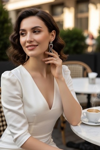 Zirkon Taşlı Lale Figürlü Küpe Beyaz 98020699