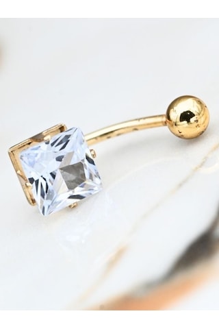 316l Cerrahi Çelik Gold Kare Zirkon Taş 8 Mm Zirkon Taş Göbek Piercing-gbkpr63 Çok Renkli