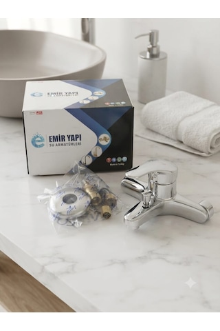 Emir Yapı Krom Kaplama Banyo Bataryası Duş Bataryası Su Armatürü Montaj Seti Dahil Su Tasarruflu