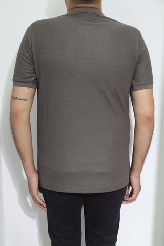 Erkek Santa Düz Spor Kesim Dar Kalıp Polo Yaka T-shirt Kahverengi