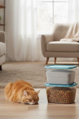 2 Li Evcil Hayvan Mama Ve Kum Kovası Seti, Kapaklı Kedi Köpek Mama Ve Kum Saklama Kabı Kutusu 6lt