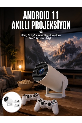 4k Wireless Çift Kollu Kumandalı Oyun Projeksiyonu Retro Video Oyunu Yeni Nesil - Lisinya