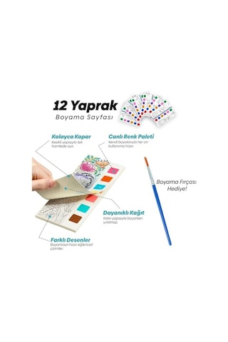Renk Paletli Sulu Boya Etkinlik Seti, Kendin Yap Dıy Kitap Ayracı, Çocuklar Ve Yetişkinler İçin 3 Adet Yeni Nesil Sulu Boya Defteri Ve 3 Adet Sulu Boya Fırçası Dahil Sihirli Bahçe-masal-renk Ormanı