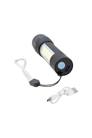 Powermaster PM-4525 Power Ledli USB Şarjlı Mini El Feneri Siyah