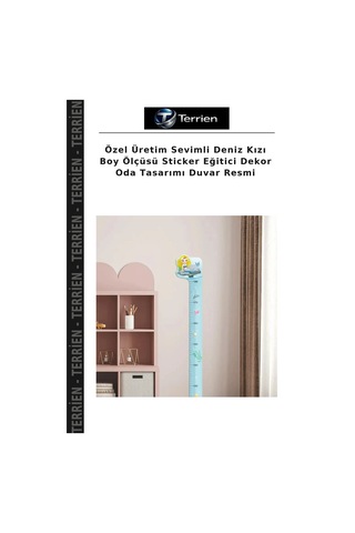 Özel Üretim Sevimli Deniz Kızı Boy Ölçüsü Sticker Eğitici Dekor Oda Tasarımı Duvar Resmi