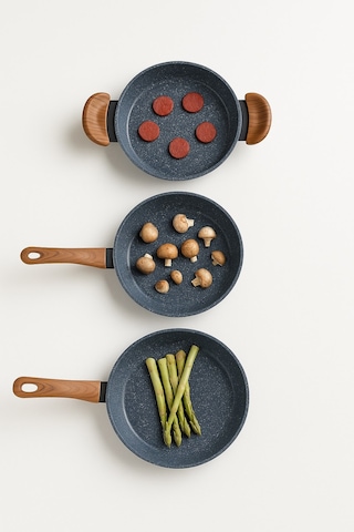 Alpha Bio Granit 3'lü Tava Sahan Set 20-24-28 Cm Gri