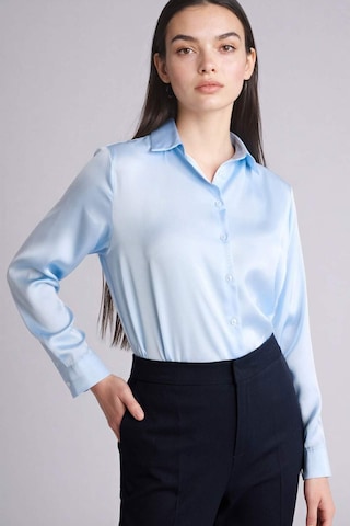 Defacto Oversıze Saten Gömlek G0244ax26spbe366 Mavi-be366