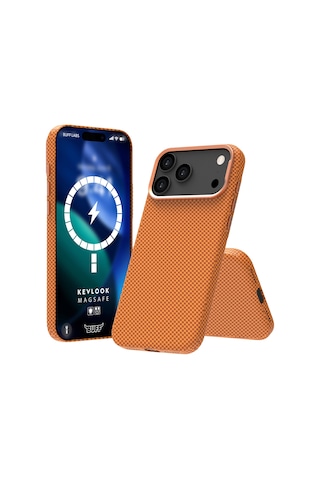 Buff Apple iPhone Uyumlu 17 Pro Max Magsafe Kevlook Kılıf Orange Turuncu
