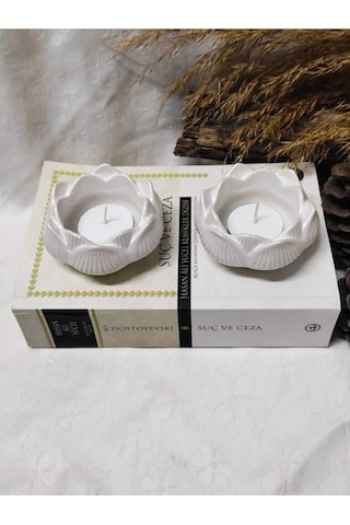 Bernami Mumluk Şamdanpinterest Lotus Mumluk Beyaz Dekoratif Mumluk Tealight Mumluk 2 Adet. Mumlar Dahil Değildir Diğer
