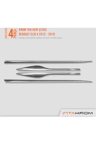 intakrom Renault Clio 4 Krom Yan Kapı Çıtası 4 Parça 2012-2021- Hb-Sw N11.2659