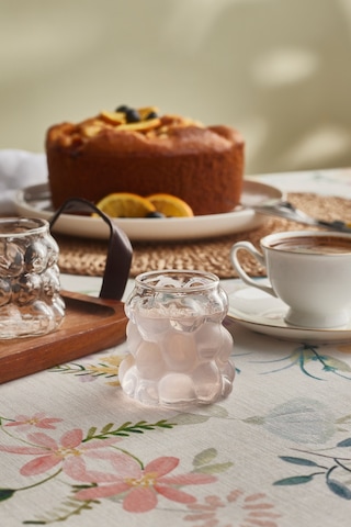 Karaca Bubble 6'lı Cam Kahve Yanı Bardağı 90 Ml Şeffaf