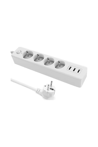 Tenon 4lü Akım Korumalı Priz 2 Metre Anahtarlı 2500 Joule 3xusb 2 M