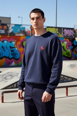 Benerly Erkek Bisiklet Yaka Düşük Kol Uzun Kol Sweatshirt Fonksiyonel Day Lacivert