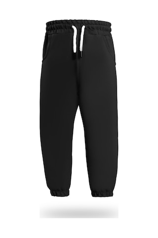 Heyadventure Erkek / Kız Çocuk Cepli Jogger Eşofman Altı Paçası Lastikli Siyah Siyah
