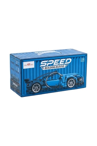 Toys E Toys Speed Building Blocks 1:18 Ölçek Çek Bırak Mavi Yarış Arabası Yapı Blok Seti 423 Parça 9055-5