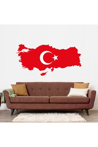 Türkiye Haritası Kırmızı Mdf Duvar Tablosu 50cmx22cm -