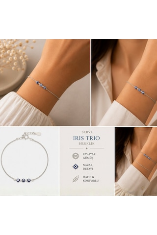Servi 925 Ayar Iris Trio Bileklik-259 Gümüş