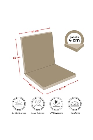 Xpermate 6'lı Arkalıklı Sandalye Minderi Fermuarlı 40x40 Bej