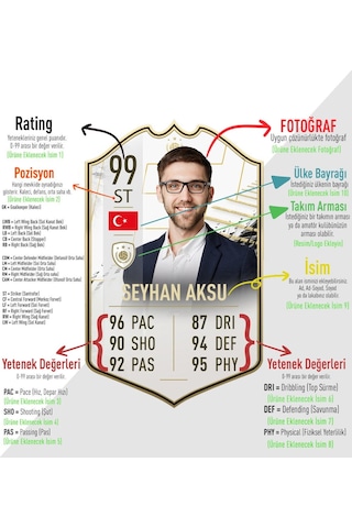 Kişiye Özel Kanvas Tablo Futbolcu Kartı 30X50Cm-1